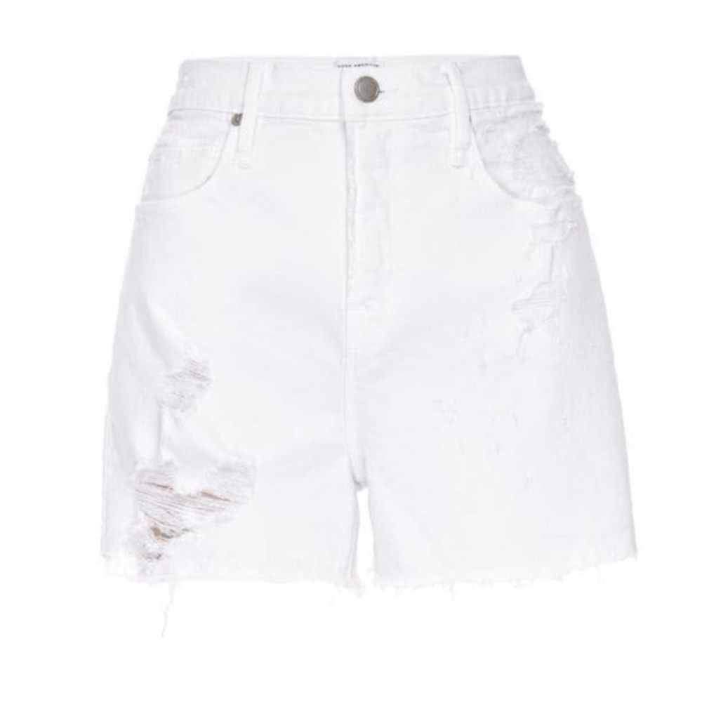 GOOD AMERICAN Good '90s Denim Shorts in white size 6